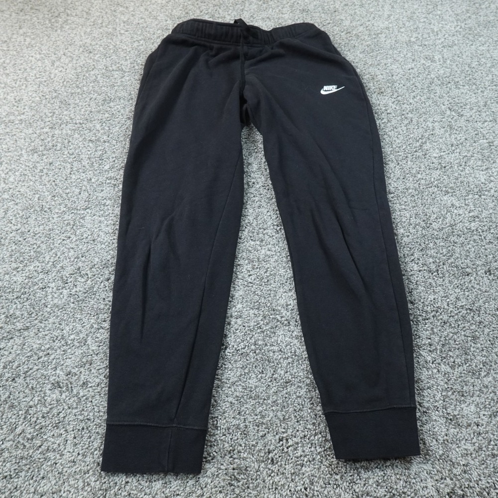 Nike Pants Mens M Black Swoosh Club Fleece Drawstring Warmup Jogger Sweatpants
